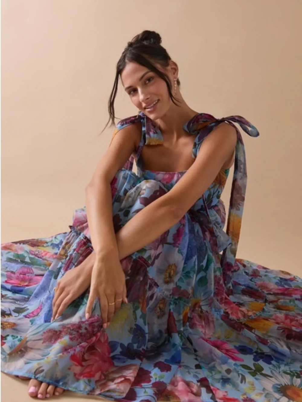 Francesca's Collections Ivanna Blue Floral Maxi Dress - Picture 2 of 5